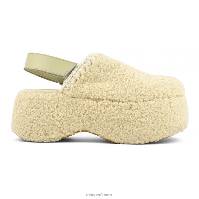 piel de sherpa con tira trasera y plataforma gruesa mujer 8DRXZ146 beige Mou