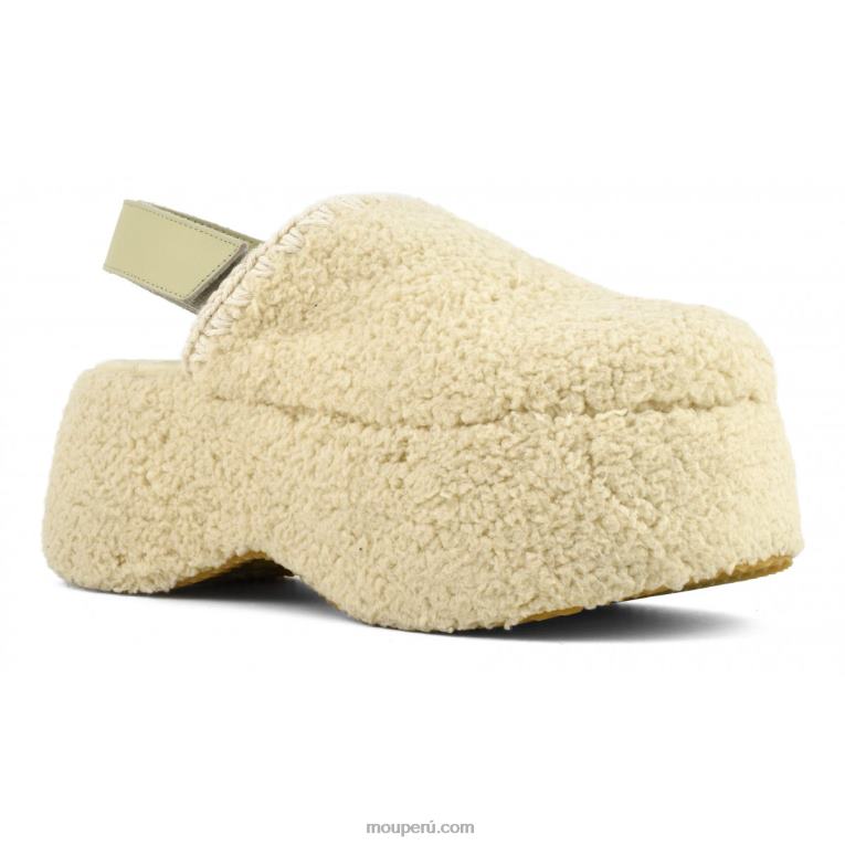 piel de sherpa con tira trasera y plataforma gruesa mujer 8DRXZ146 beige Mou