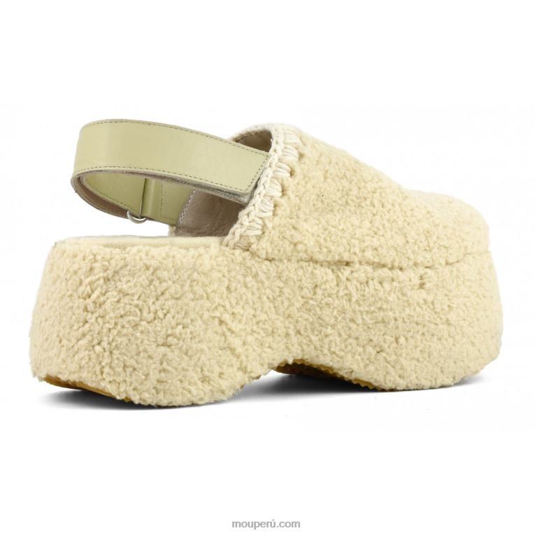 piel de sherpa con tira trasera y plataforma gruesa mujer 8DRXZ146 beige Mou