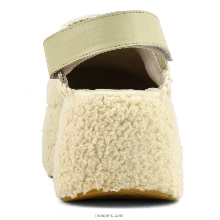 piel de sherpa con tira trasera y plataforma gruesa mujer 8DRXZ146 beige Mou