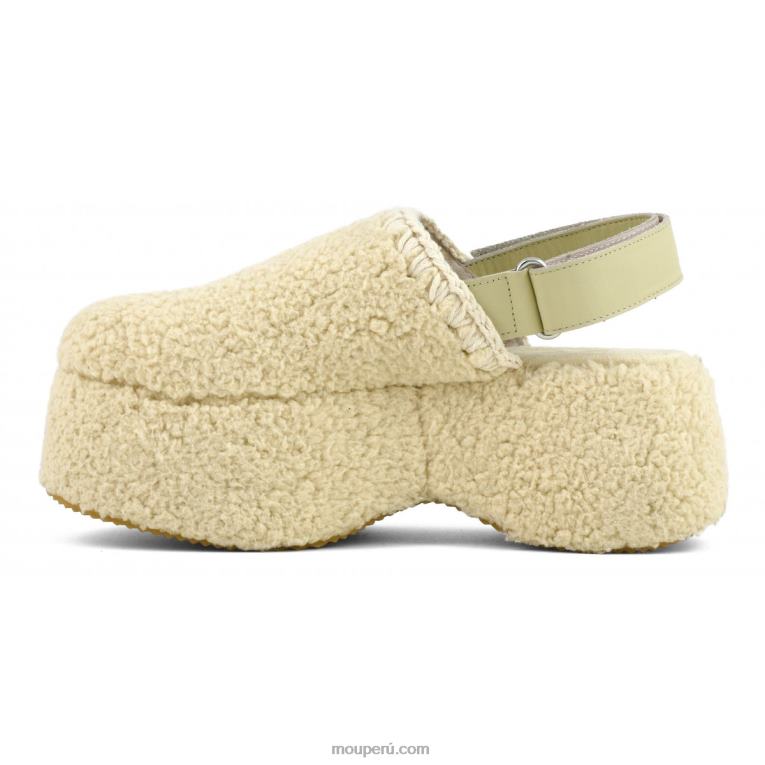 piel de sherpa con tira trasera y plataforma gruesa mujer 8DRXZ146 beige Mou