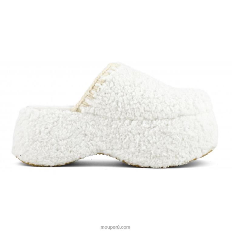 plataforma gruesa de piel de sherpa mujer 8DRXZ141 blanco Mou