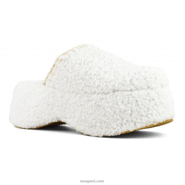 plataforma gruesa de piel de sherpa mujer 8DRXZ141 blanco Mou