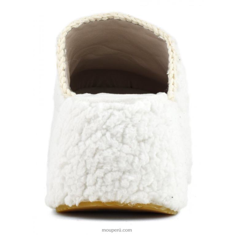 plataforma gruesa de piel de sherpa mujer 8DRXZ141 blanco Mou