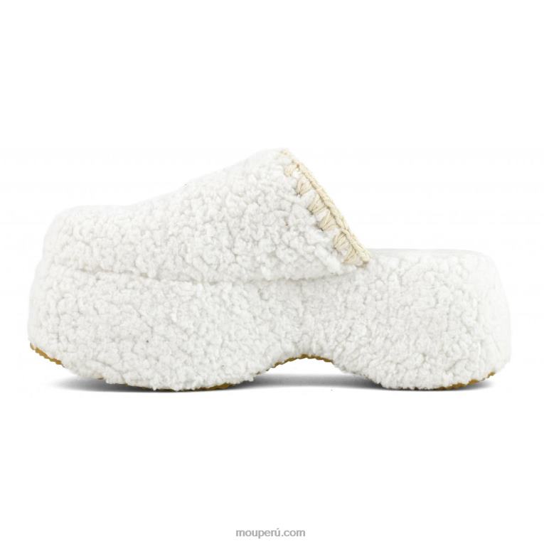 plataforma gruesa de piel de sherpa mujer 8DRXZ141 blanco Mou
