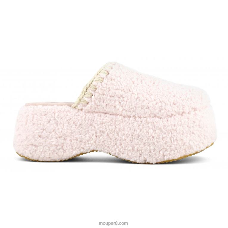 plataforma gruesa de piel de sherpa mujer 8DRXZ142 rosa Mou