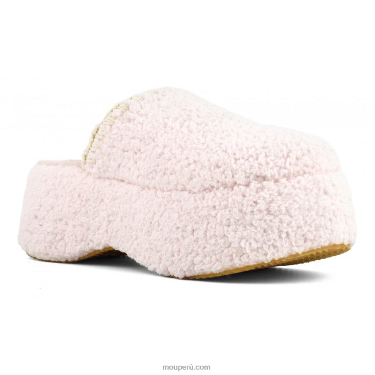 plataforma gruesa de piel de sherpa mujer 8DRXZ142 rosa Mou