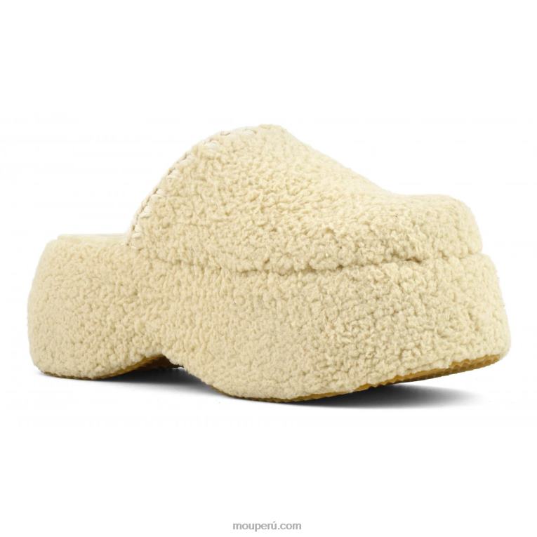 plataforma gruesa de piel de sherpa mujer 8DRXZ143 beige Mou