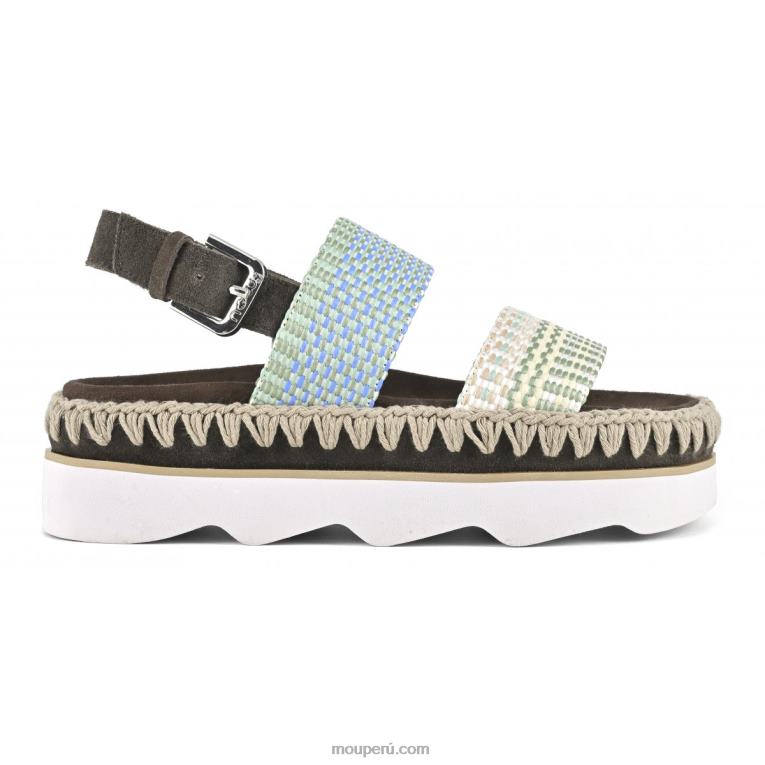 sandalia bio alta eva mujer 8DRXZ164 rafia/gamuza multicolor Mou