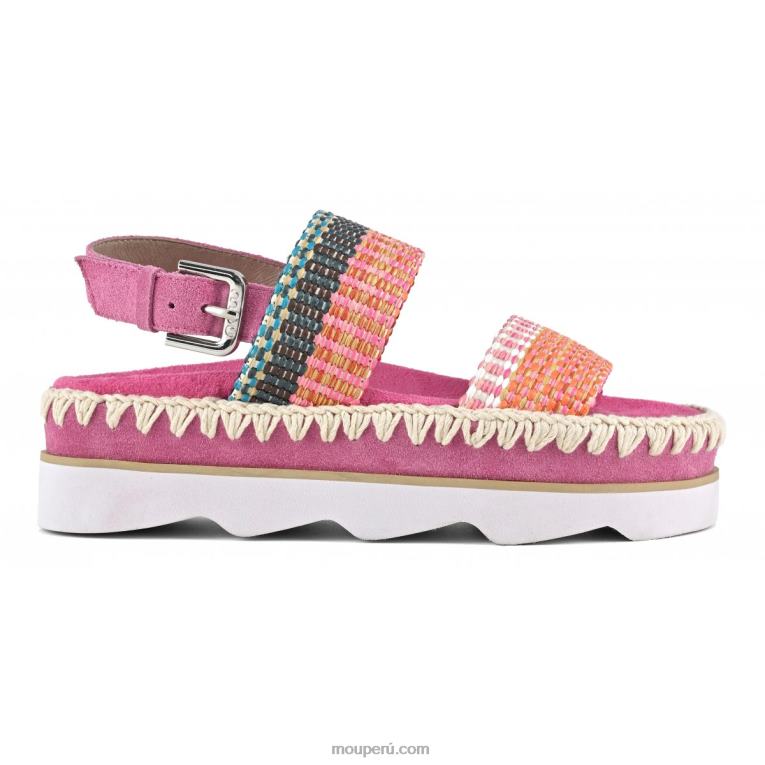 sandalia bio alta eva mujer 8DRXZ165 rafia/gamuza multicolor Mou