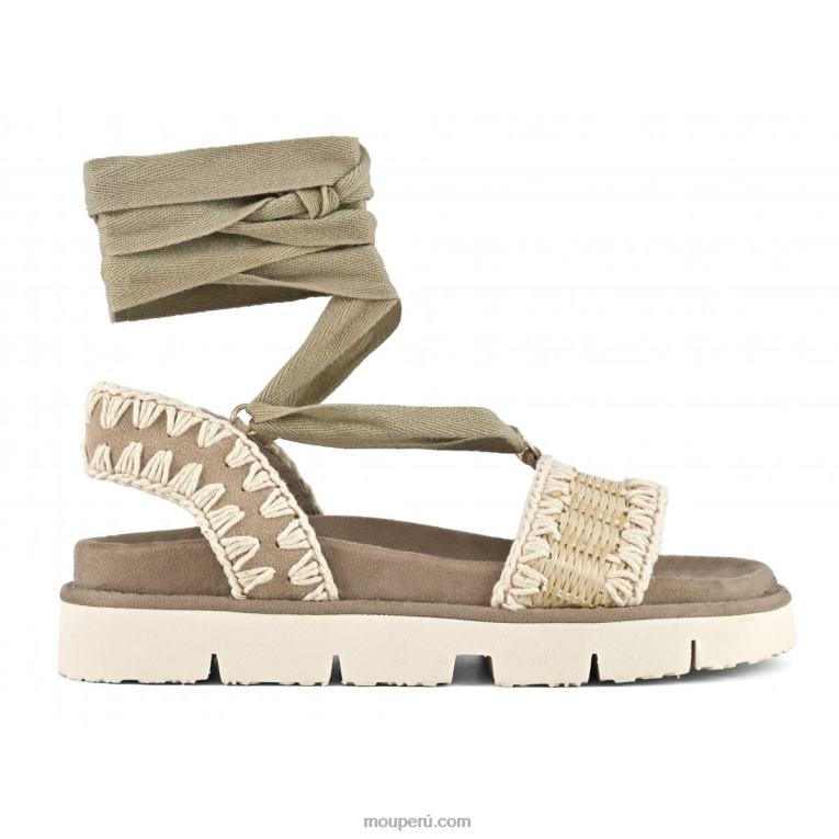 sandalia bio con cordones mujer 8DRXZ162 natural Mou