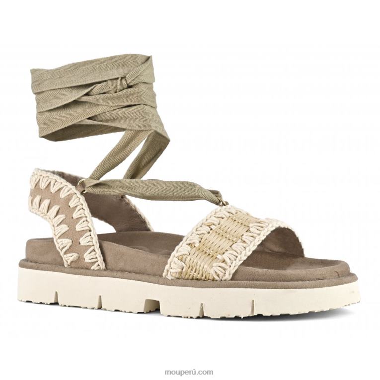 sandalia bio con cordones mujer 8DRXZ162 natural Mou