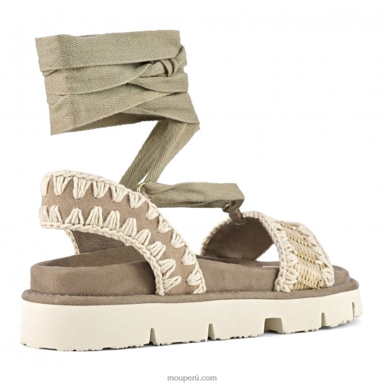 sandalia bio con cordones mujer 8DRXZ162 natural Mou