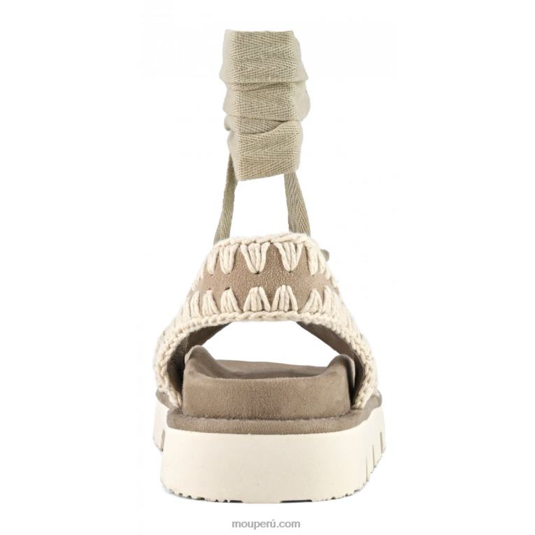 sandalia bio con cordones mujer 8DRXZ162 natural Mou