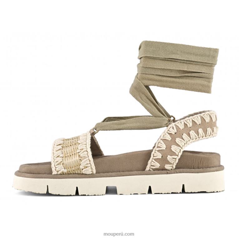 sandalia bio con cordones mujer 8DRXZ162 natural Mou