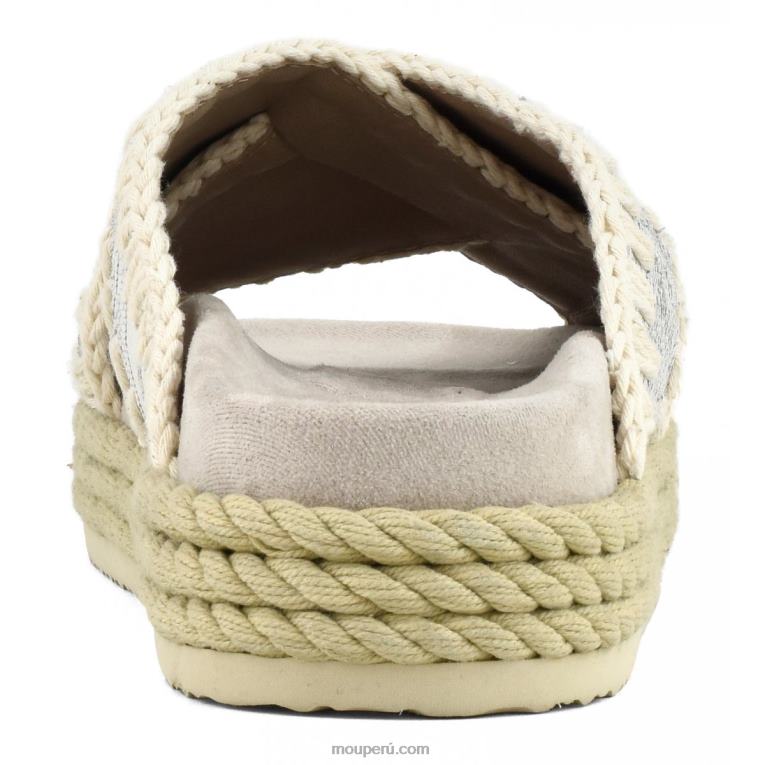 sandalia bio de cuerda entrecruzada mujer 8DRXZ131 cuero con cortes blanco Mou