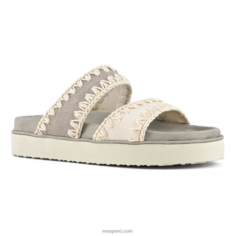 sandalia bio dos correas mujer 8DRXZ180 mezcla natural Mou