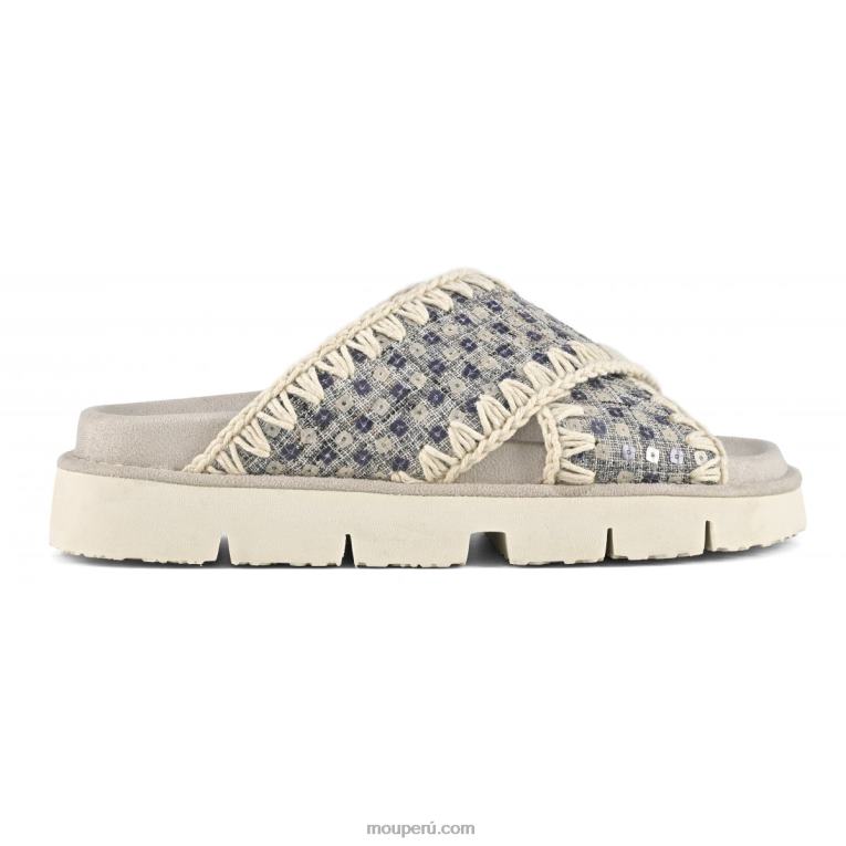 sandalia bio entrecruzada denim y lentejuelas mujer 8DRXZ150 marina Mou