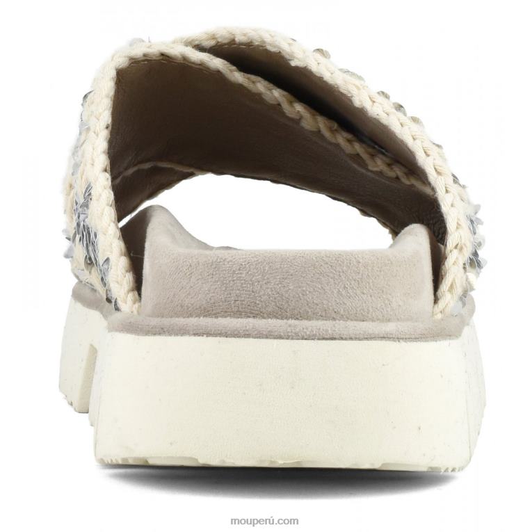 sandalia bio entrecruzadas lisa mujer 8DRXZ151 lentejuelas blanco-plata Mou