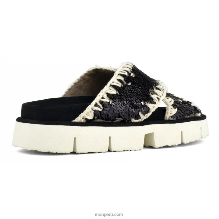 sandalia bio entrecruzadas lisa mujer 8DRXZ152 lentejuelas negro Mou