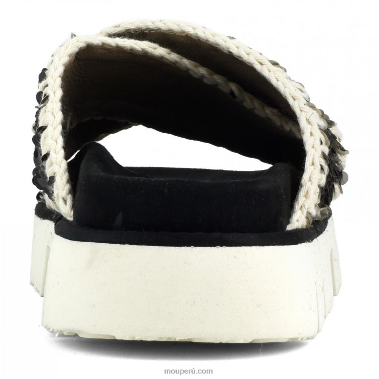 sandalia bio entrecruzadas lisa mujer 8DRXZ152 lentejuelas negro Mou