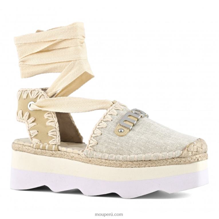 sandalia espa con logo mujer 8DRXZ177 crudo Mou