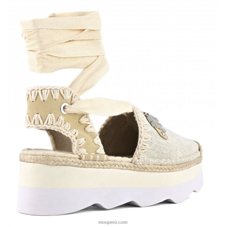 sandalia espa con logo mujer 8DRXZ177 crudo Mou