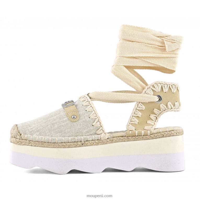 sandalia espa con logo mujer 8DRXZ177 crudo Mou