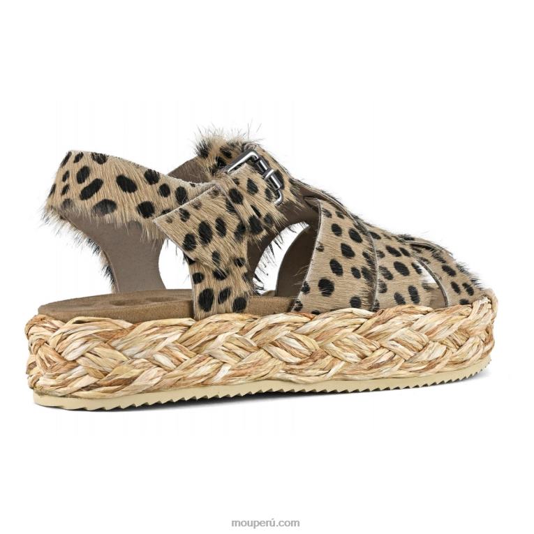 sandalia trenza rafia mujer 8DRXZ125 guepardo de pelo largo Mou