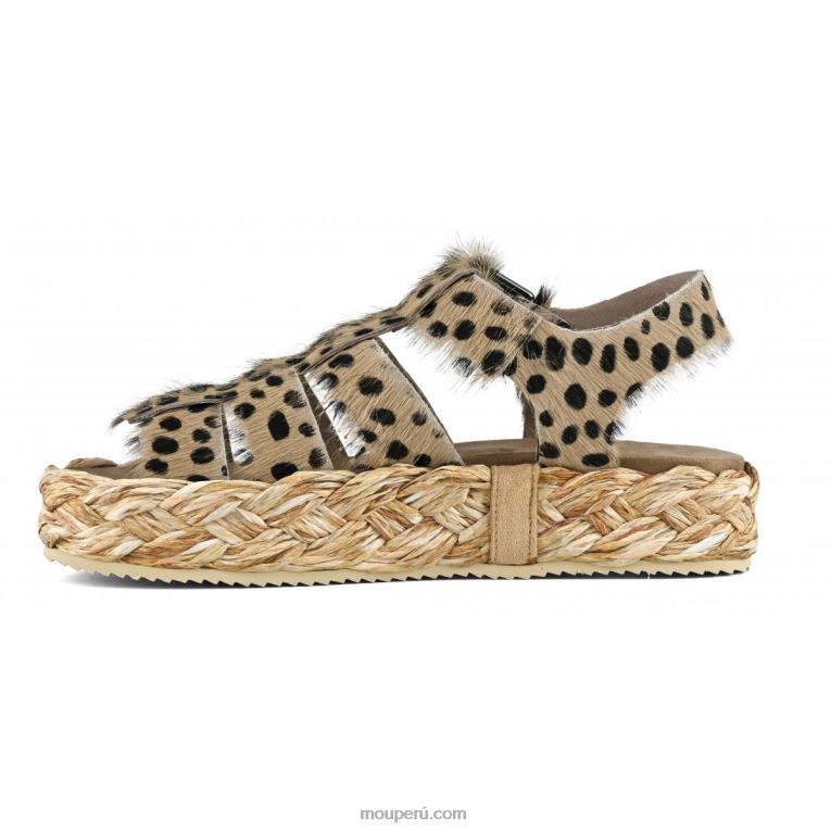 sandalia trenza rafia mujer 8DRXZ125 guepardo de pelo largo Mou