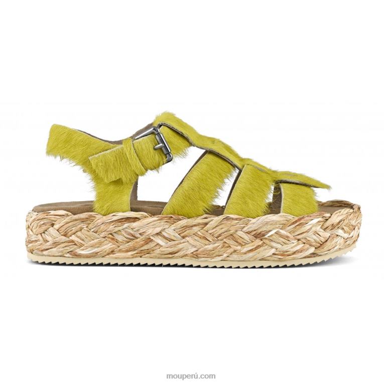 sandalia trenza rafia mujer 8DRXZ126 poni de pelo largo lima Mou