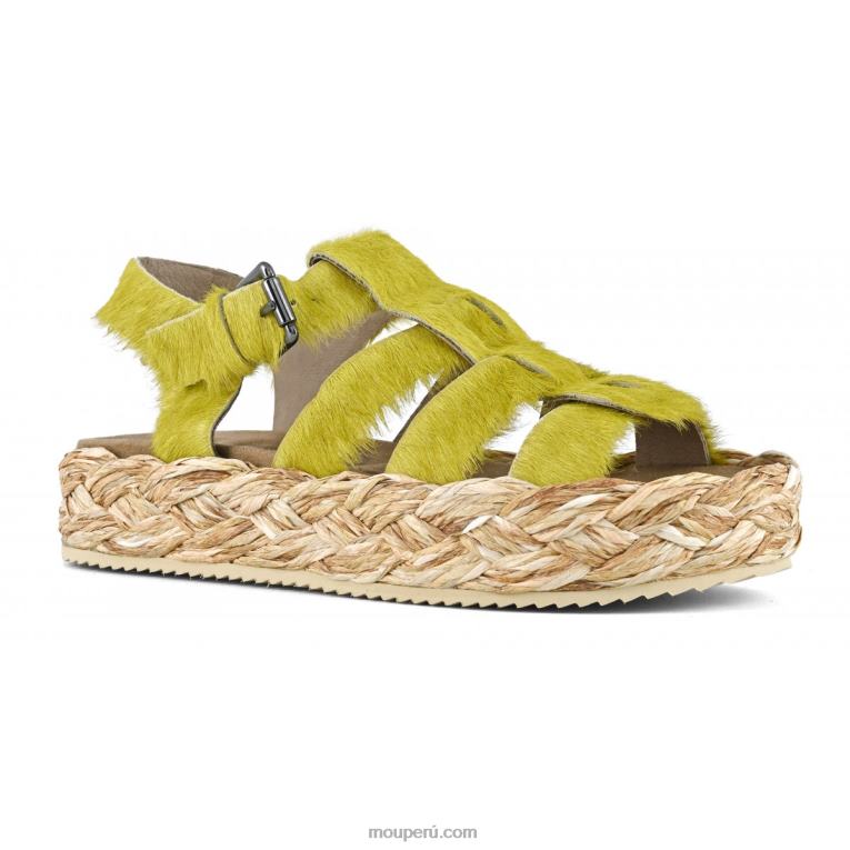 sandalia trenza rafia mujer 8DRXZ126 poni de pelo largo lima Mou