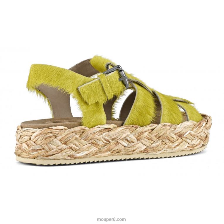 sandalia trenza rafia mujer 8DRXZ126 poni de pelo largo lima Mou