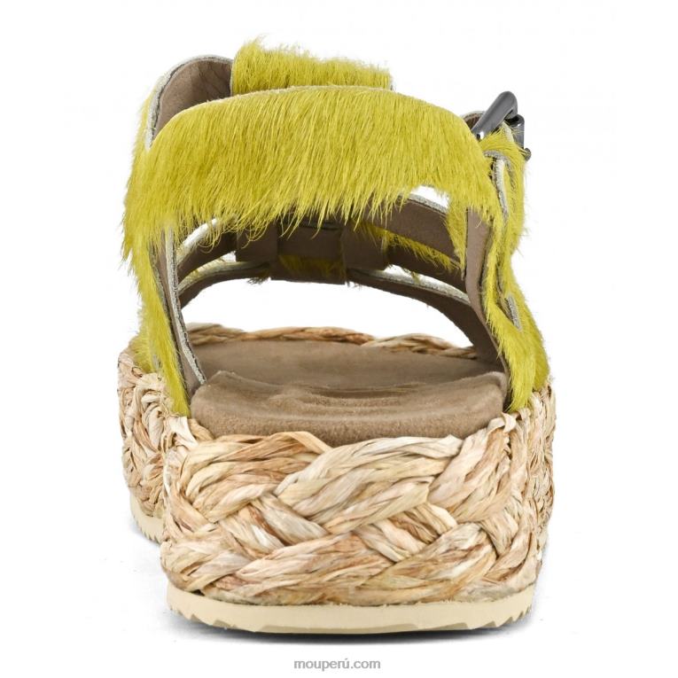 sandalia trenza rafia mujer 8DRXZ126 poni de pelo largo lima Mou
