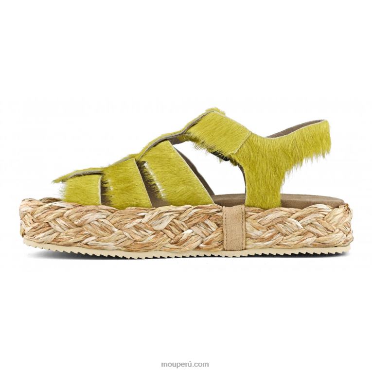 sandalia trenza rafia mujer 8DRXZ126 poni de pelo largo lima Mou