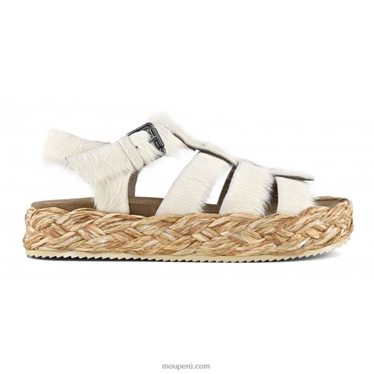 sandalia trenza rafia mujer 8DRXZ127 tiza de pony de pelo largo Mou