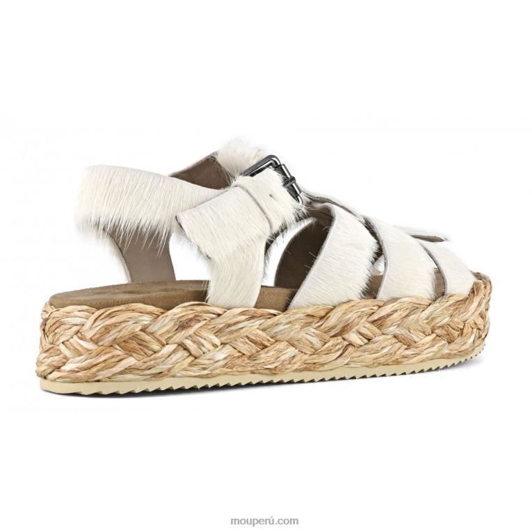 sandalia trenza rafia mujer 8DRXZ127 tiza de pony de pelo largo Mou