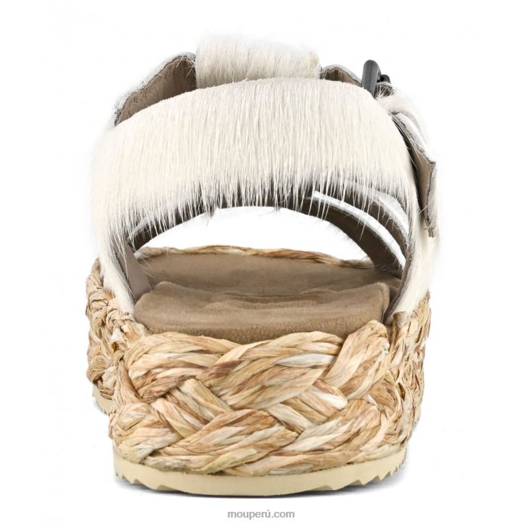 sandalia trenza rafia mujer 8DRXZ127 tiza de pony de pelo largo Mou