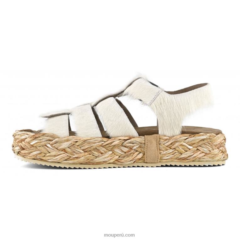 sandalia trenza rafia mujer 8DRXZ127 tiza de pony de pelo largo Mou