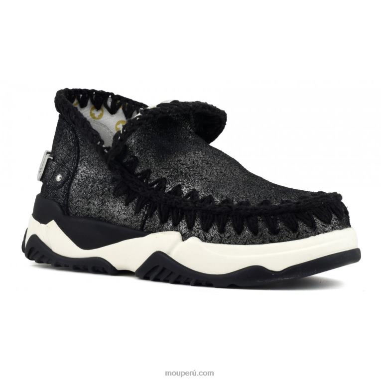 entrenador esquimal microglitter mujer 8DRXZ73 negro micropurpurina Mou