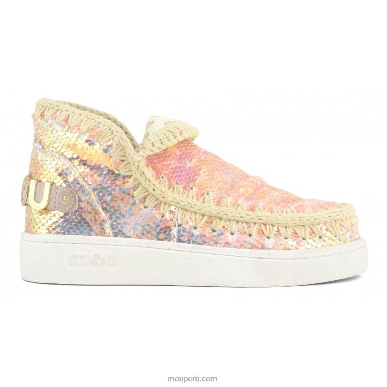 zapatilla eskimo de lentejuelas de verano mujer 8DRXZ46 lentejuelas iridiscentes beige Mou