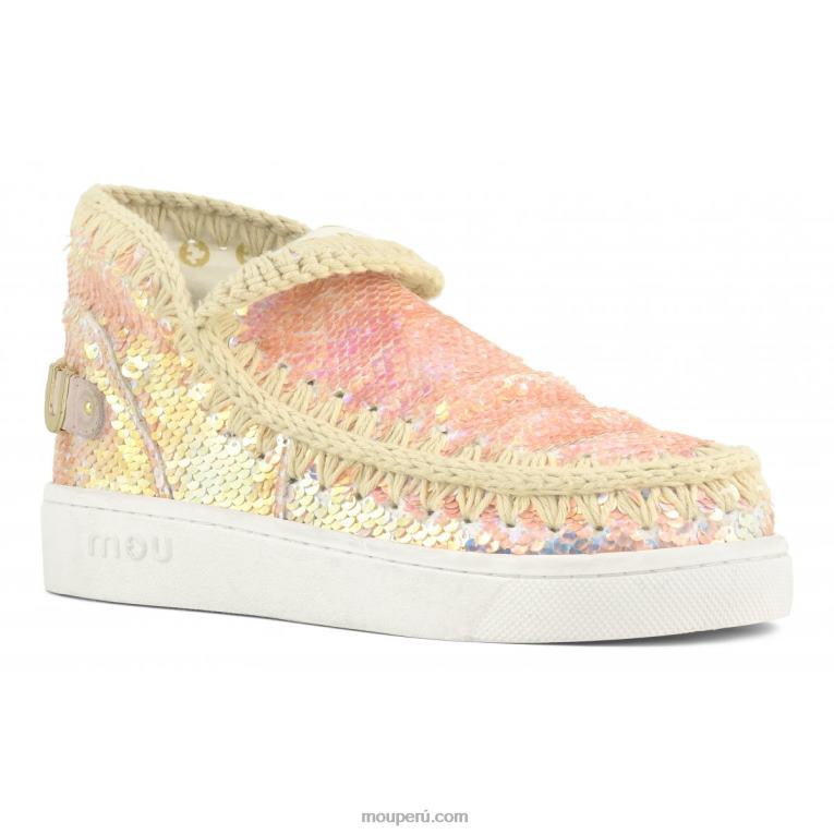 zapatilla eskimo de lentejuelas de verano mujer 8DRXZ46 lentejuelas iridiscentes beige Mou