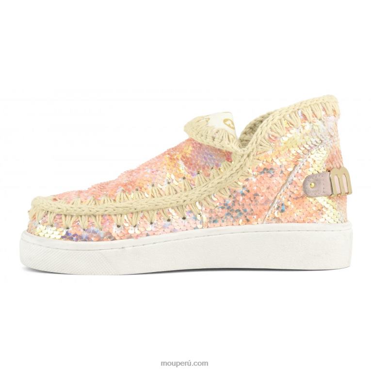 zapatilla eskimo de lentejuelas de verano mujer 8DRXZ46 lentejuelas iridiscentes beige Mou