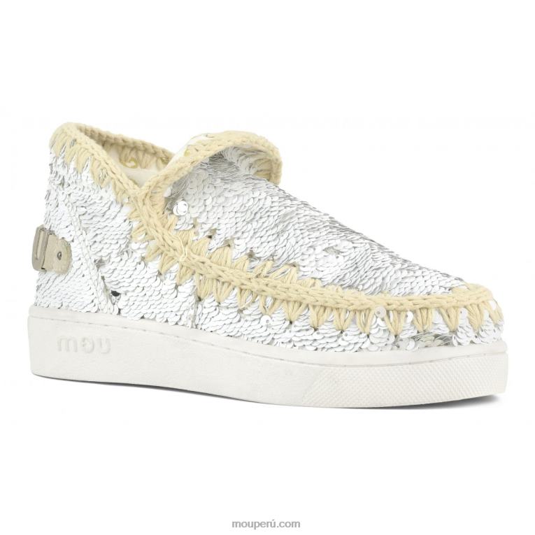 zapatilla eskimo de lentejuelas de verano mujer 8DRXZ48 lentejuelas blanco-plata Mou