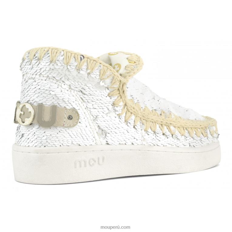 zapatilla eskimo de lentejuelas de verano mujer 8DRXZ48 lentejuelas blanco-plata Mou