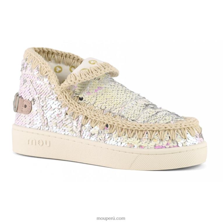 zapatilla eskimo de lentejuelas de verano mujer 8DRXZ50 rosa iridiscente Mou