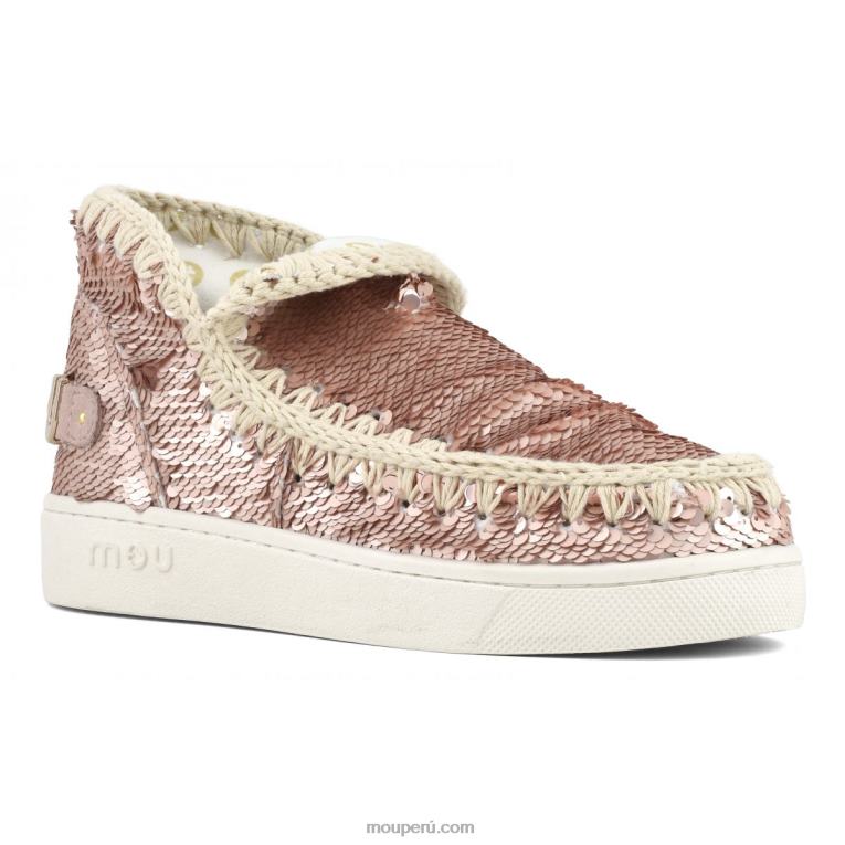 zapatilla eskimo de lentejuelas de verano mujer 8DRXZ51 lentejuelas oro rosa - logo oro Mou