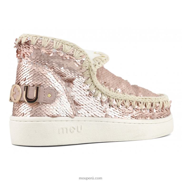 zapatilla eskimo de lentejuelas de verano mujer 8DRXZ51 lentejuelas oro rosa - logo oro Mou