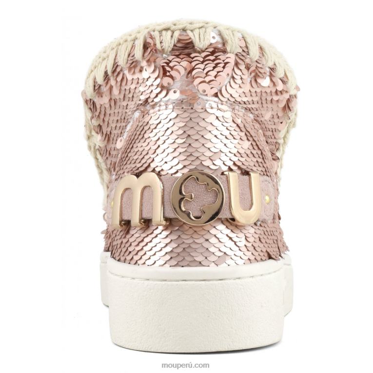 zapatilla eskimo de lentejuelas de verano mujer 8DRXZ51 lentejuelas oro rosa - logo oro Mou
