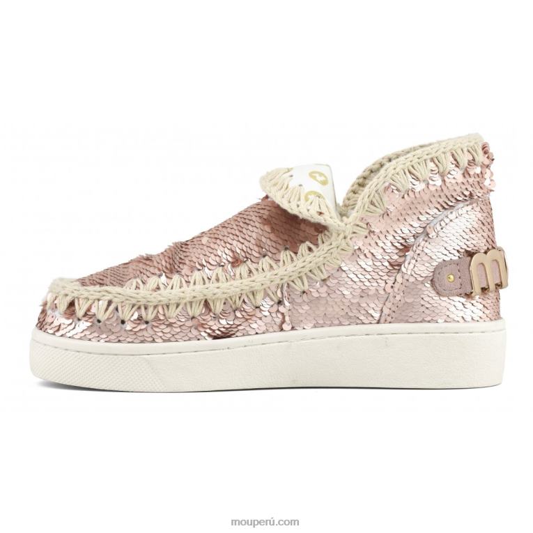zapatilla eskimo de lentejuelas de verano mujer 8DRXZ51 lentejuelas oro rosa - logo oro Mou